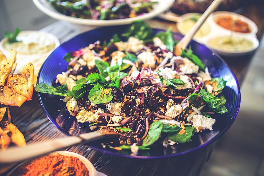 Spinach and Beetroot Salad, buffet, delicious, dinner, food, foodporn HD wallpaper