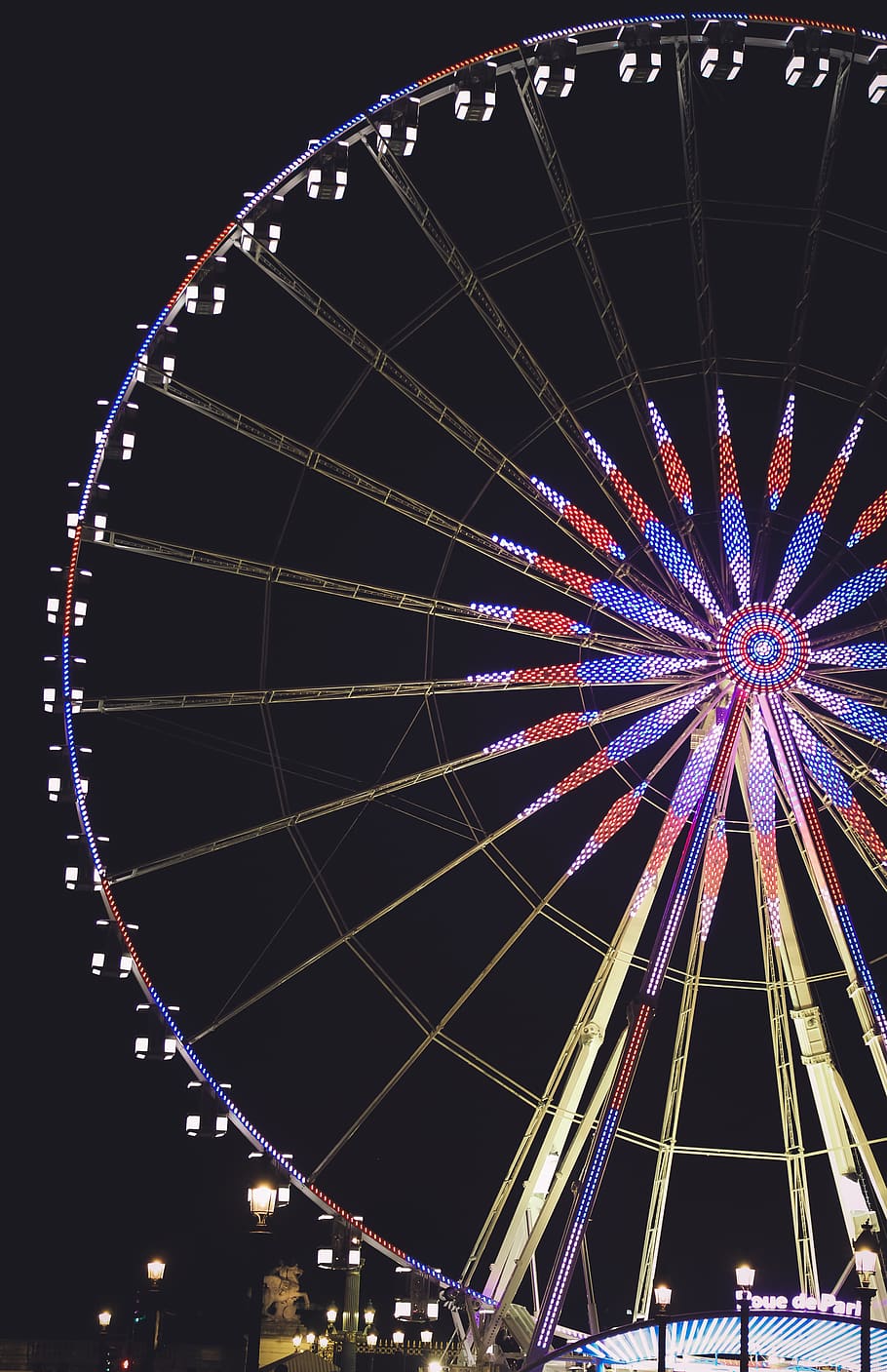 france, paris, amusement park ride, illuminated, ferris wheel HD wallpaper