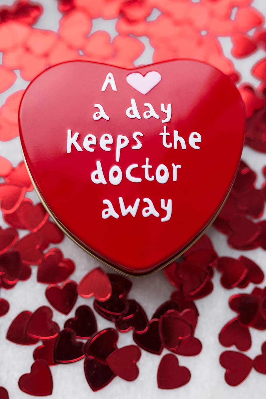 Heart foil confetti, background, love, red, valentine, valentine's day HD wallpaper