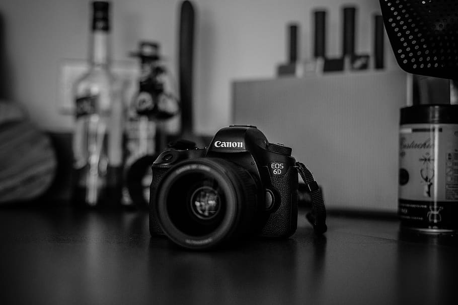 grayscale photography of Canon EOS 6D, camera, electronics, digital camera, HD wallpaper