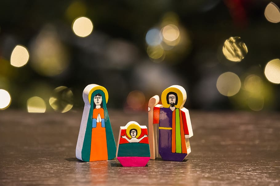 The Nativity figurine on table, multi colored, no people, still life HD wallpaper