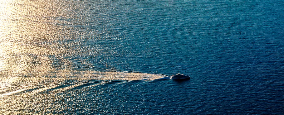 sea, ship, aerial view, spain, mallorca, palma, balearic islands HD wallpaper