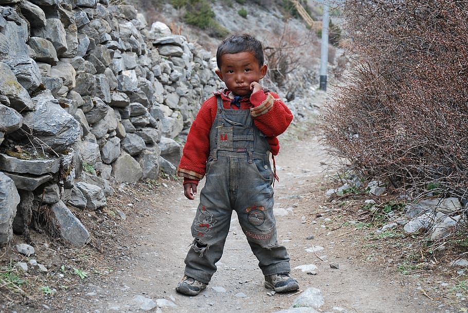 nepal, narchyang, annapurna, child, one person, childhood, full length