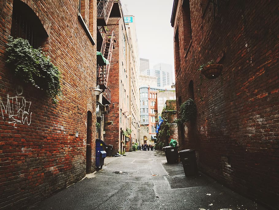 gray concrete pathway through building, architecture, building exterior HD wallpaper
