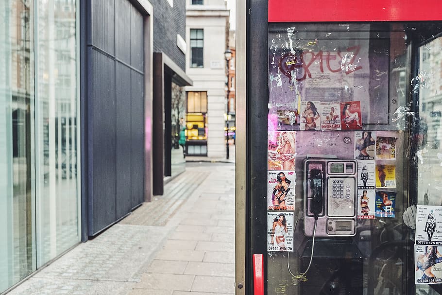 payphone near building, london, uk, phone booth, electronics, HD wallpaper