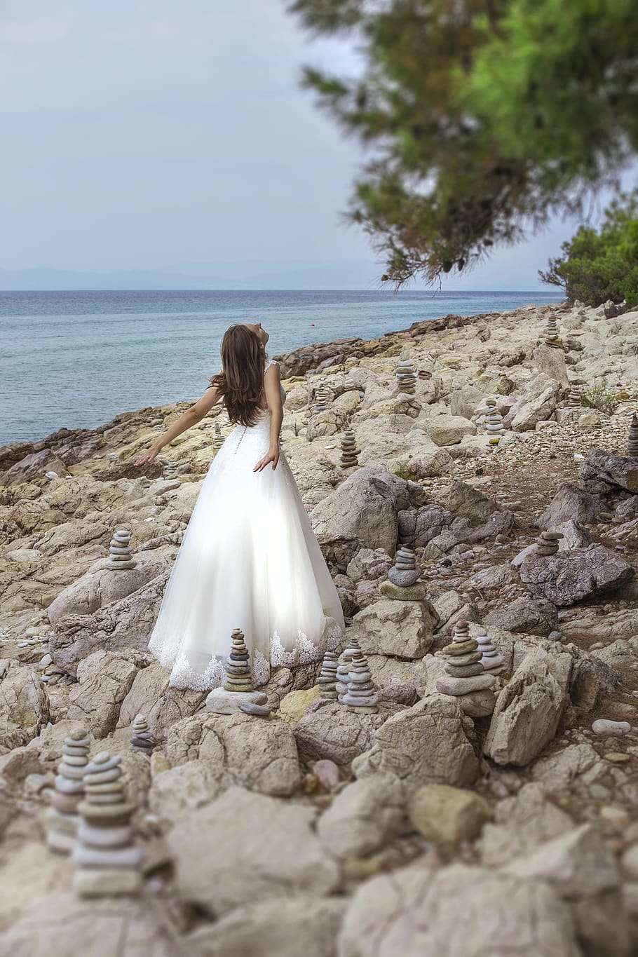 rear view, real people, one person, women, lifestyles, sea HD wallpaper