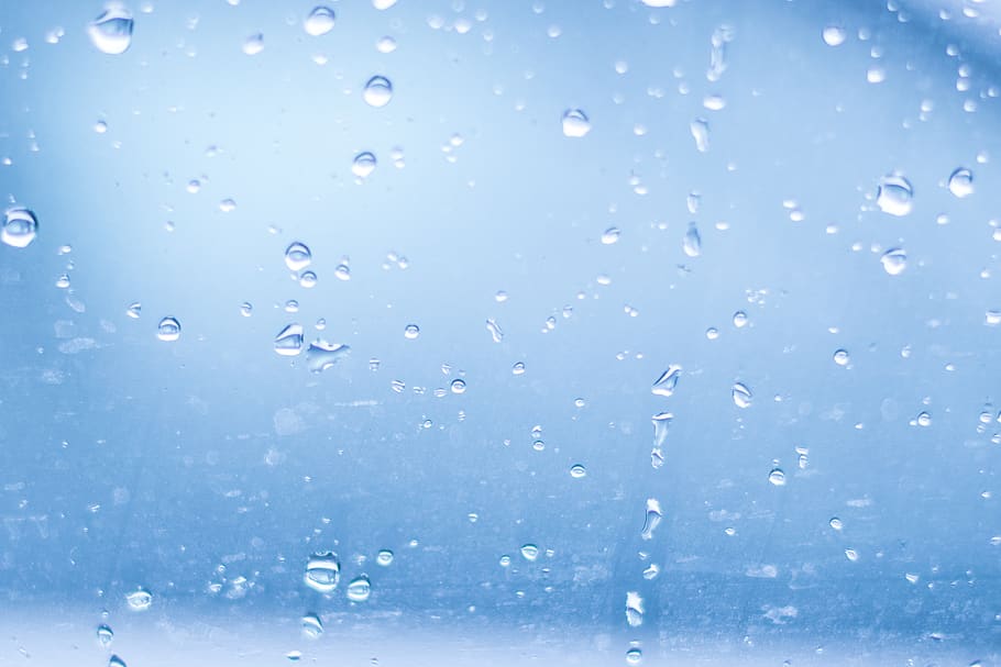 water, rain, glass, drop, blue, backgrounds, wet, no people HD wallpaper