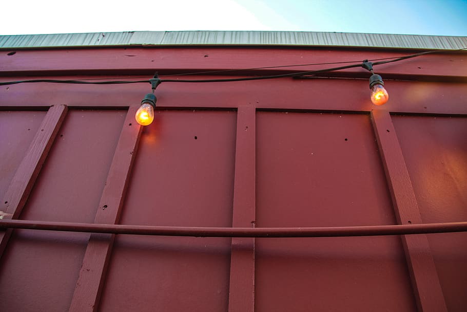 austin, united states, string light, lights, wall, red wall HD wallpaper