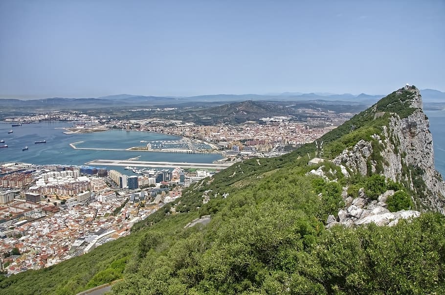 gibraltar, panorama, rock, monkey rock, landscape, view, spain, HD wallpaper