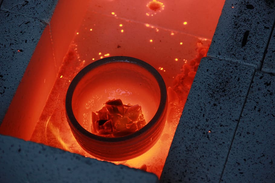 round gray steel container, brazil, palhano, heat, kiln, fire HD wallpaper