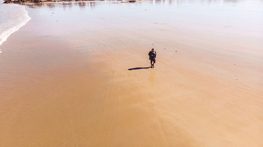 france, dinard, water, one person, reflection, high angle view HD wallpaper