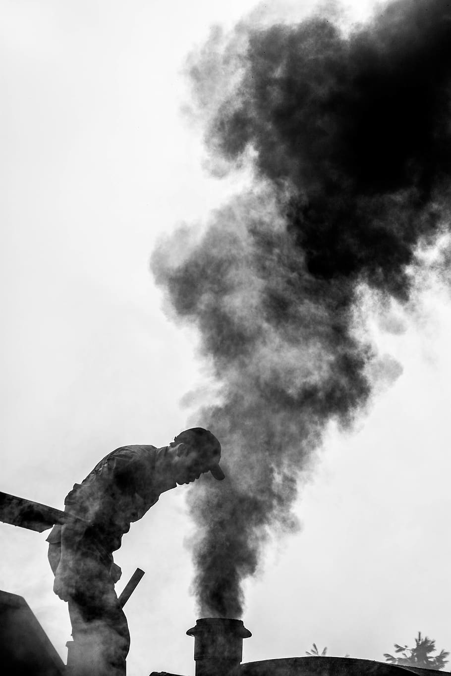 smoke, train, man, white, black, smoke - physical structure HD wallpaper