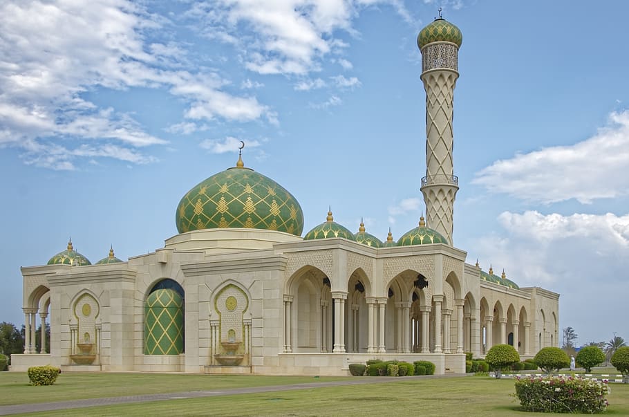 oman, muscat, zulfa mosque, minaret, dome, architecture, religion, HD wallpaper