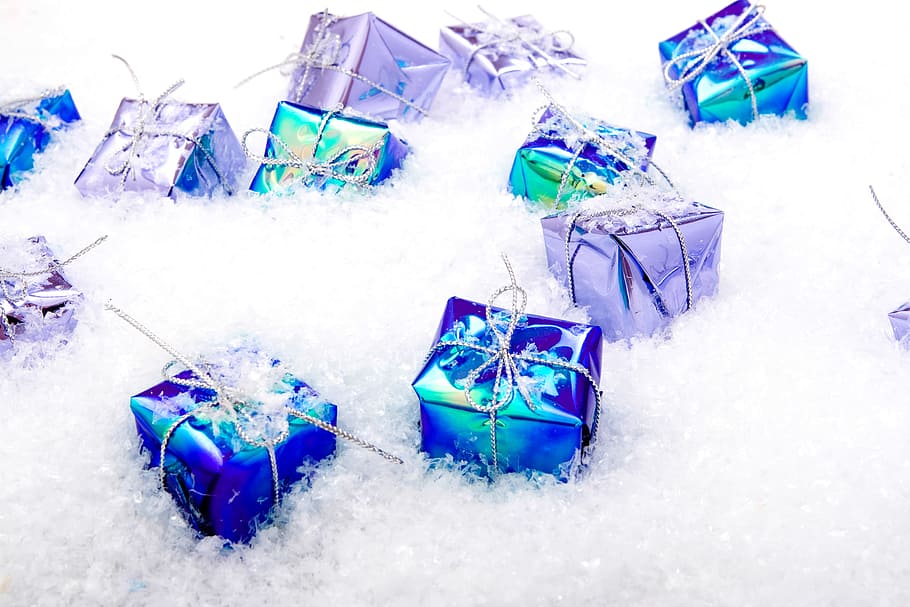 bow, box, snow, christmas, crate, decoration, gift, holiday HD wallpaper