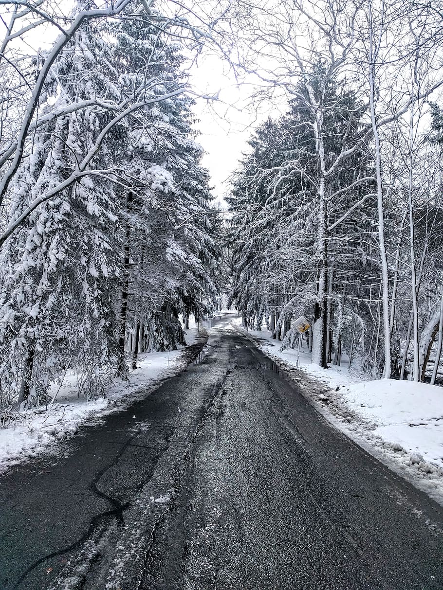 gray road at winter, united states, cleveland, 5611 state rd HD wallpaper