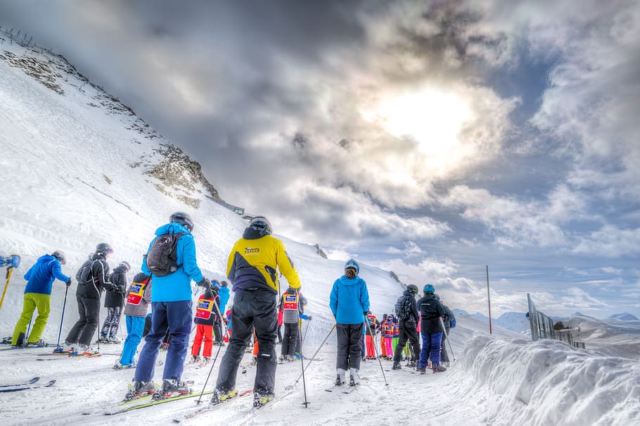 ski, skiing, snow, winter, mountains, snowboarding, cold, alpine HD wallpaper