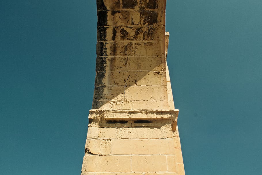 malta, arch, building, brick, blocks, stone, sky, ancient, blue HD wallpaper
