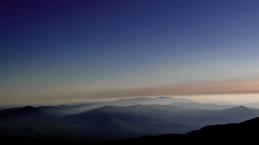 portugal, serra da estrela, blue, montains, horizon, sky, end of the day, HD wallpaper