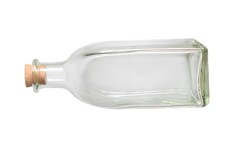 bottle, clear, glass, translucent, cork, studio shot, white background HD wallpaper