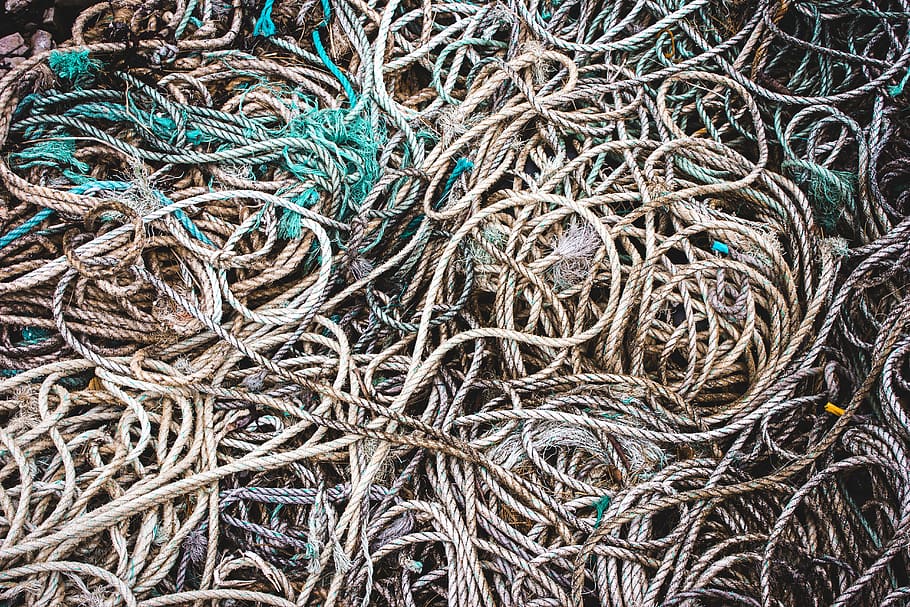 rope lot, full frame, backgrounds, fishing net, no people, fishing industry HD wallpaper