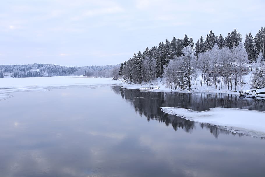 winter, snow, cold, landscape, nature, ice, river, finnish HD wallpaper