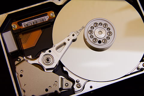 Silver Hard Drive Interals, actuator arm, close-up, data, disc HD wallpaper