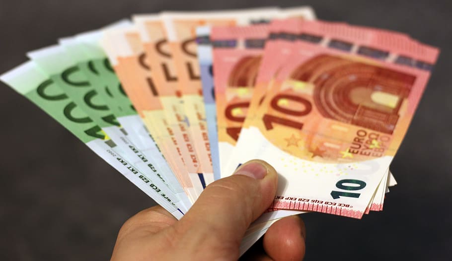 Euro Pound Banknote Lot, bank note, banknotes, bill, bills, blur, HD wallpaper