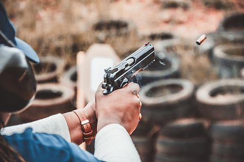 Person Firing Pistol, ammo, ammunition, armed, blur, bullet, close-up HD wallpaper