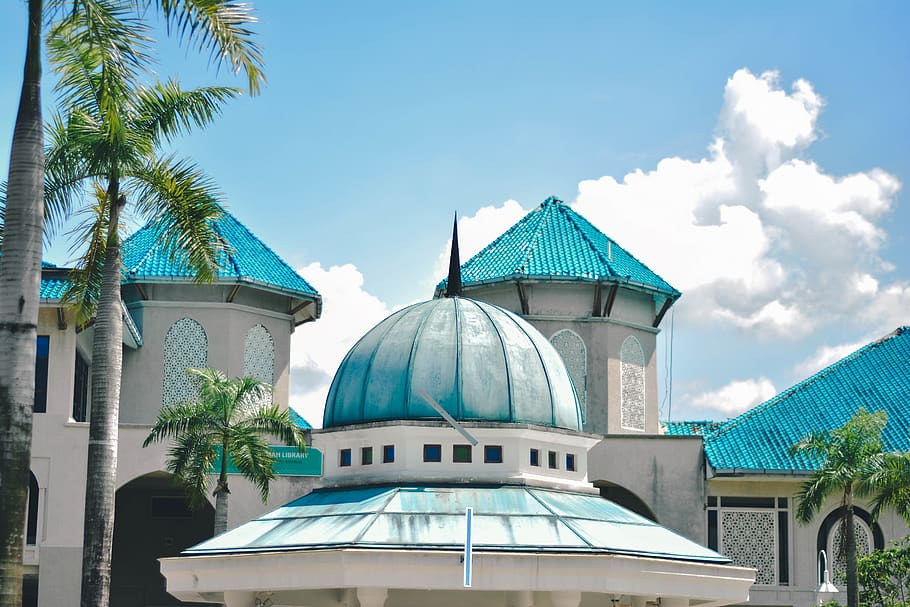 Mosque, architecture, blue sky, daylight, dome, exterior, landmark HD wallpaper