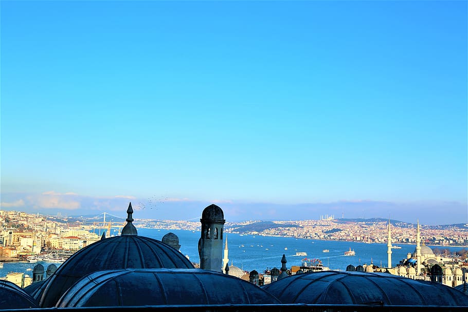 istanbul, city, architecture, marine, landscape, turkey, dome, HD wallpaper