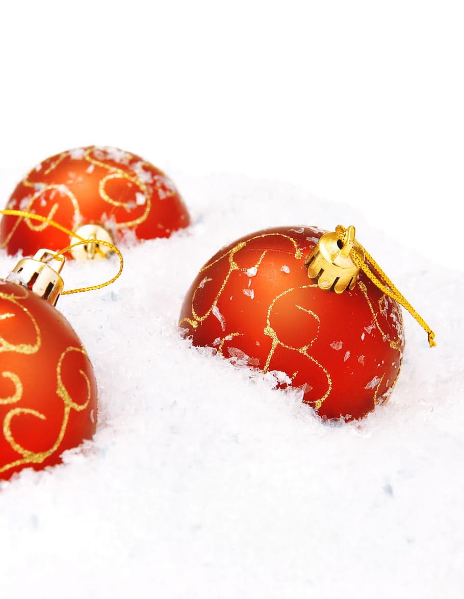 ball, snow, shine, isolated, wallpaper, decoration, fun, white HD wallpaper