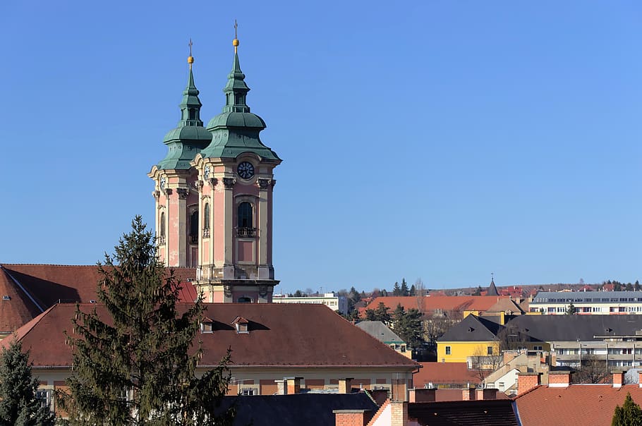 hungary, eger, sky, architecture, roof, old, city, building exterior HD wallpaper