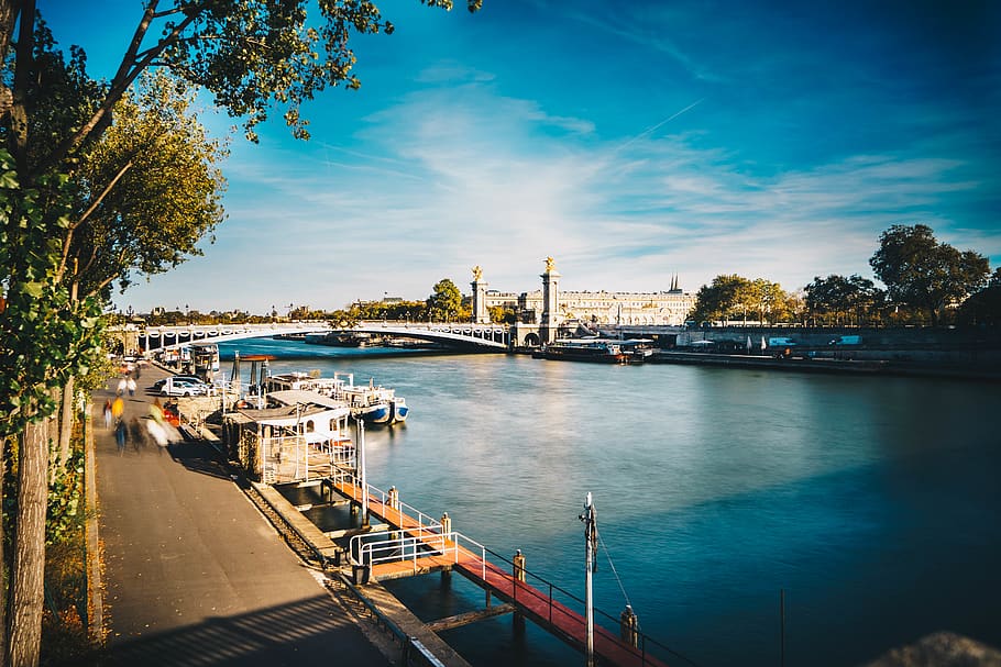 france, paris, water, architecture, transportation, tree, built structure HD wallpaper