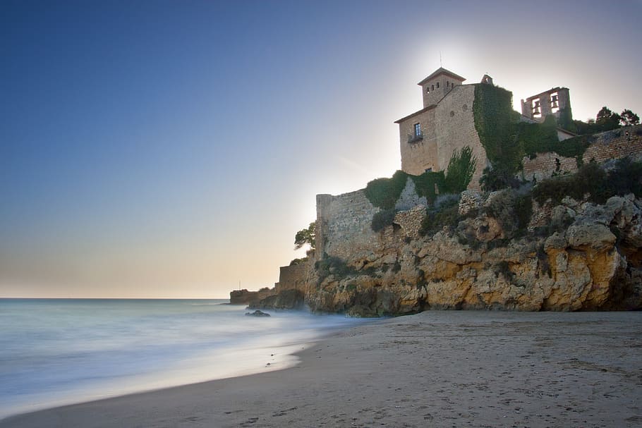 spain, tarragona, castell, tamarit, costa, coast, sea, beach, HD wallpaper