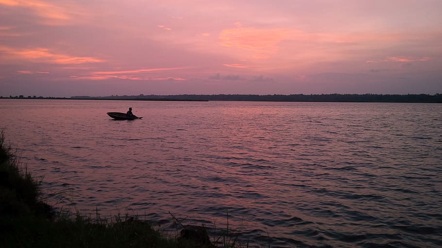 river, kerala, sunset, evening, water, nature, scenic, boat HD wallpaper