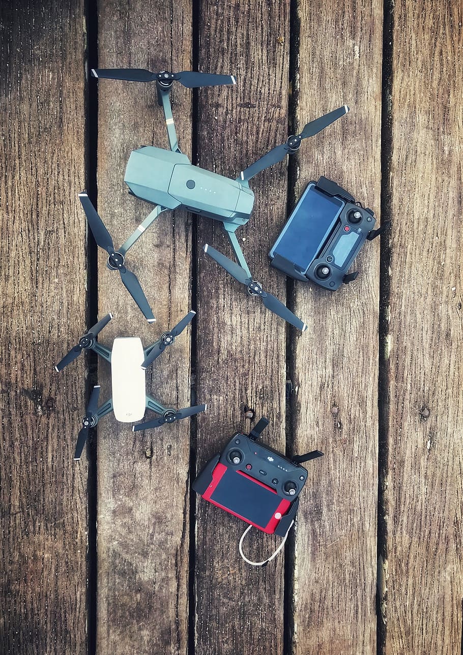 Two Assorted Quadcopter Drones With Controllers, electronics HD wallpaper