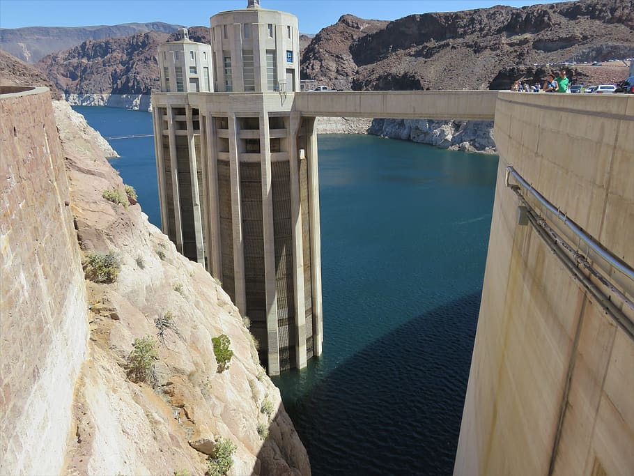 gray concrete building on water, architecture, rock, rock - object HD wallpaper