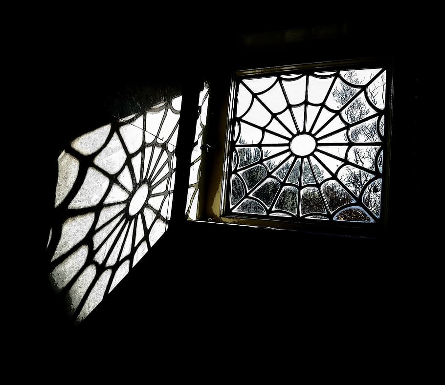 spider web window, leaded window, vintage window, light, winchester mystery house HD wallpaper
