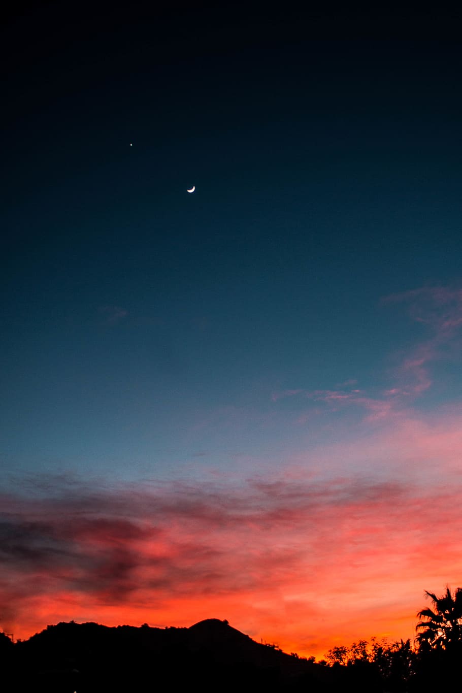HD wallpaper: sunset, moon, arizona, canon, pink sky, clouds, beauty in ...