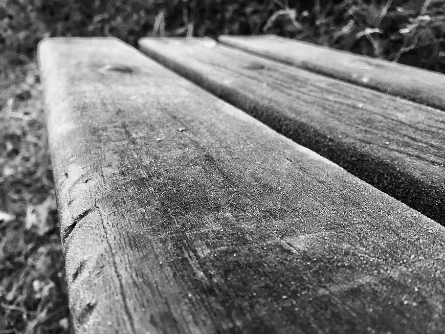 wood, frost, bench, black and white, ambient, texture, wood - material, HD wallpaper