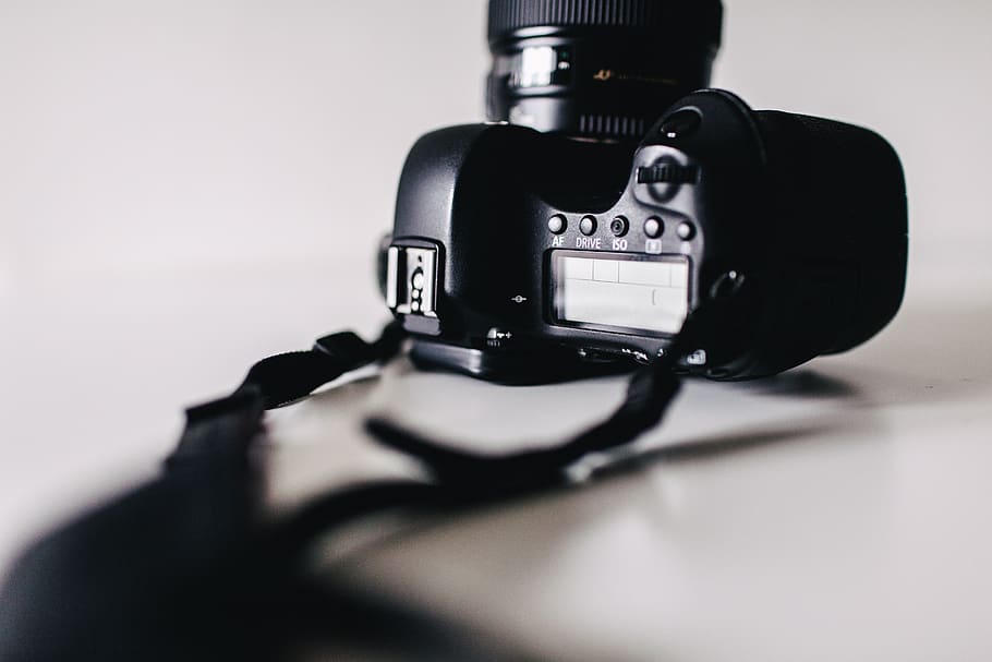 black DSLR camera, electronics, apparel, helmet, clothing, digital camera HD wallpaper