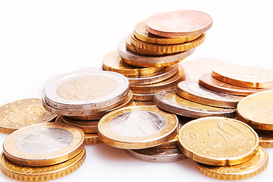 cent, close-up, closeup, coin, euro, heap, isolated, jewelry HD wallpaper