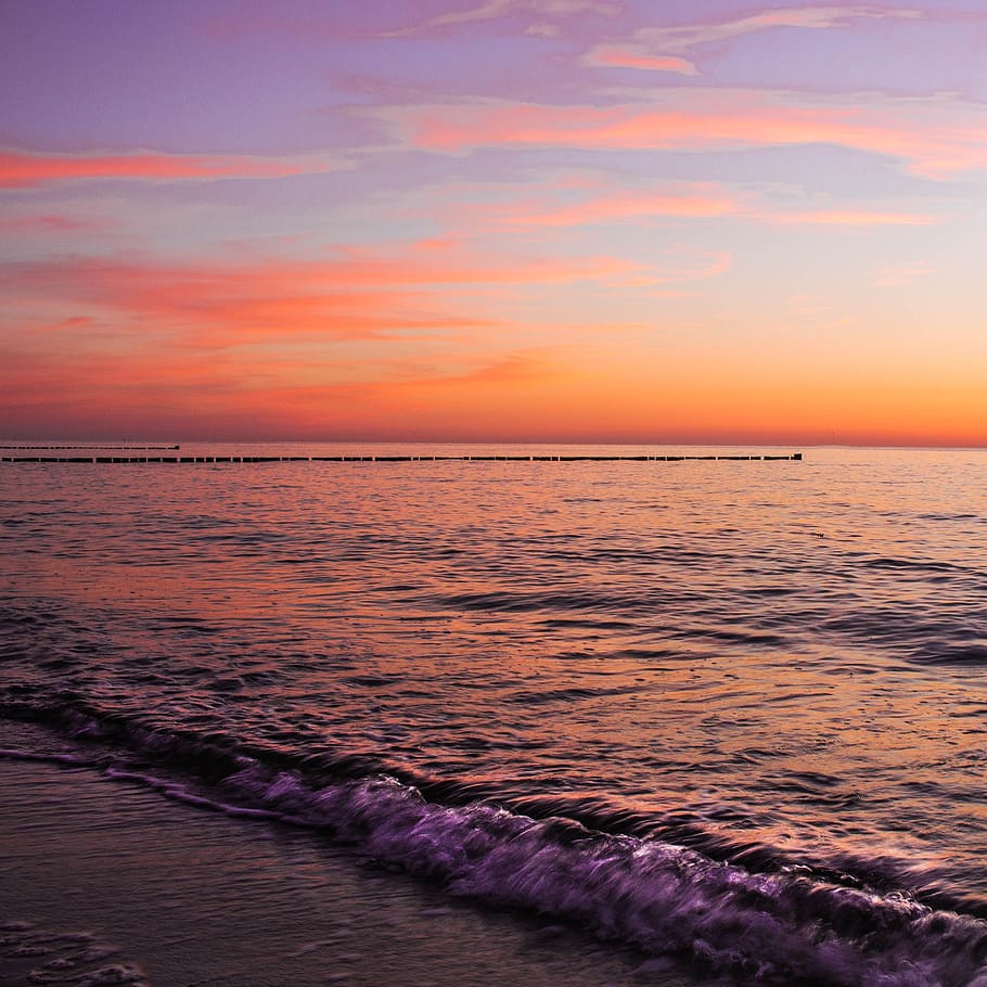 sunset, sea, landscape, water, sky, beauty in nature, scenics - nature HD wallpaper