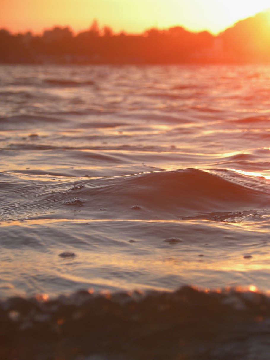Ocean Waves Photo, body of water, dawn, dusk, evening, horizon HD wallpaper