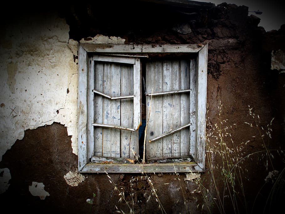 window, house, wall, old, dark, abandoned, weathered, damaged HD wallpaper