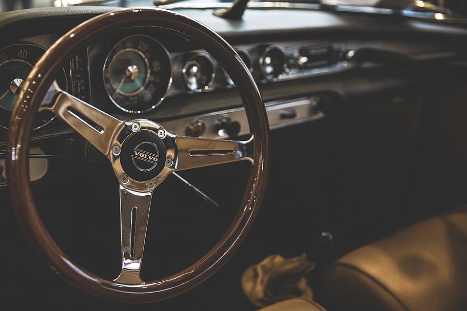 Volvo steering wheel, car, motor vehicle, mode of transportation HD wallpaper