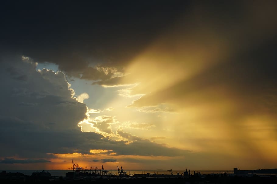 evening sky, sunset, clouds, cloud - sky, scenics - nature HD wallpaper