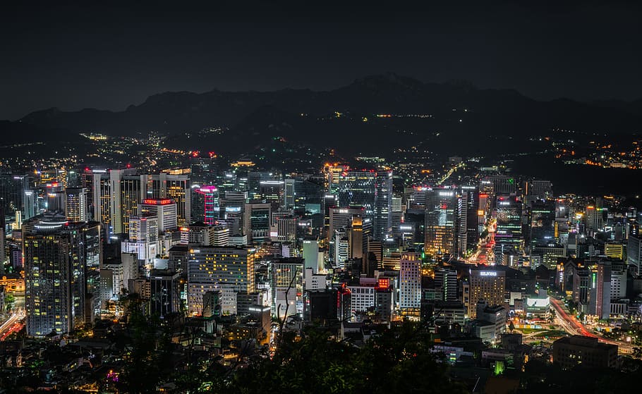 cityscape, seoul, korea, namsan, sky, night, landscape, korean, HD wallpaper