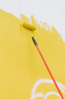 yellow paint, art, mural, brush, paint container, latinos, rodillo HD wallpaper