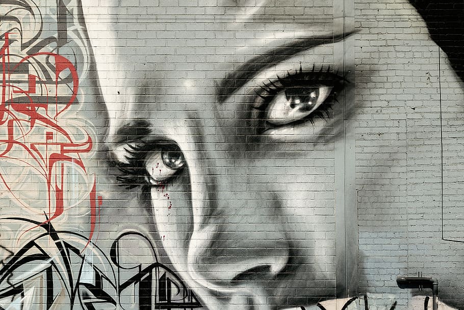 face woman, graffiti, grunge, street art, graffiti wall, graffiti art, HD wallpaper